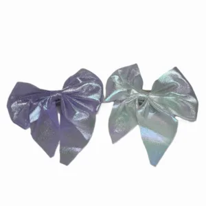 Hair Bow Clip for cute girl, glaze bow piece of 2.(light cream & purple)