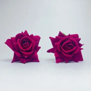 Artificial Rose with Juda Hair pin, Stylish Hair Accessories For Girls and Women (Cherry).