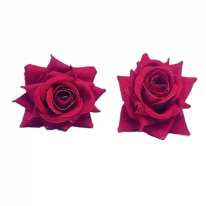 Artificial Rose with Juda Hair pin, Stylish Hair Accessories For Girls and Women (Red).